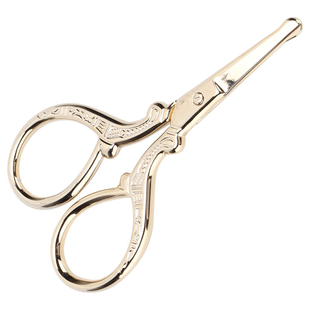 Vintage Embroidery Scissors Stainless Steel Tea Ceremony Bag   Stitch   Tool(Round Head Gold MJFY01 )