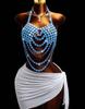 Hot Sale Pearl-style Strap Resort Style Summer Beach Fashionable Beads Chain Beaded Body Chain Purple Top Vest