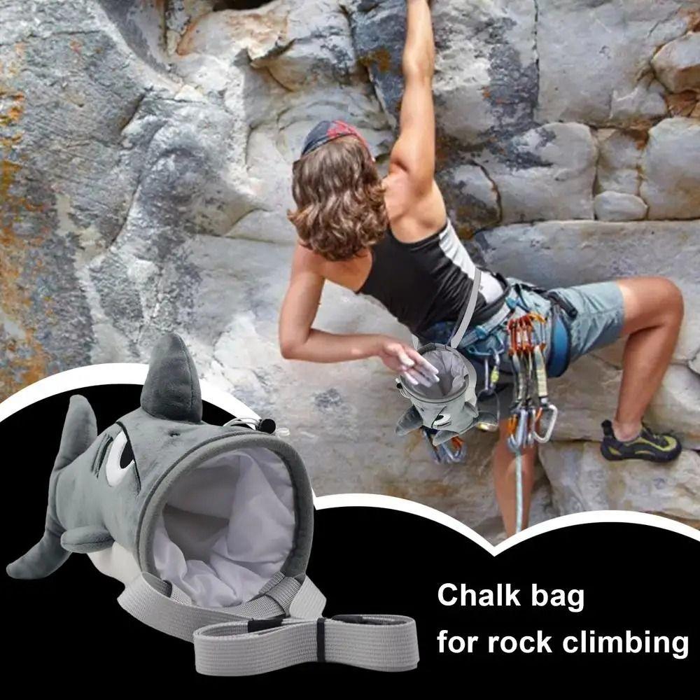 Rock Climbers Shark Chalk Bag Flannel Magnesium Powder Bag Rock Climbing Bag  Gyming Sports Gift