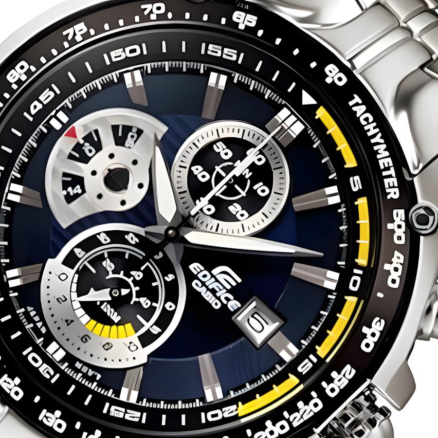 Casio - Three-hand stainless steel strap, black dial men's quartz watch EF-543D-2AVDF