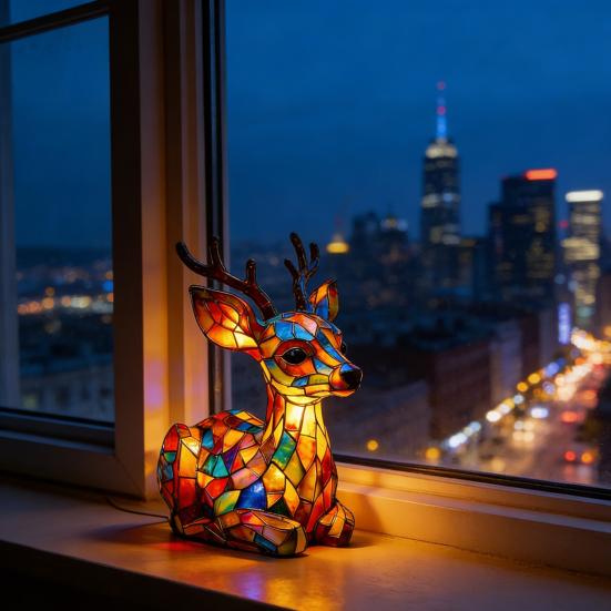 Night Light Handmade Vintage Resin Animal Rainbow Lamp USB Powered Soft Warm LED Light for Bedroom Desk Decor