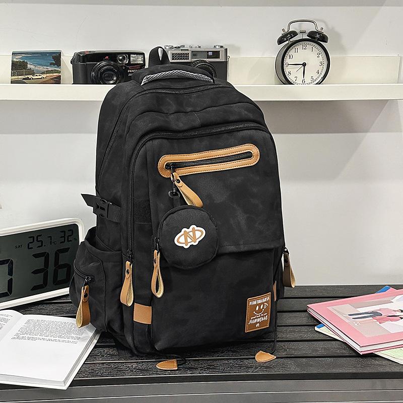 Schoolbag1011 new Mori ins Japanese solid color canvas casual small backpack retro niche simple student class