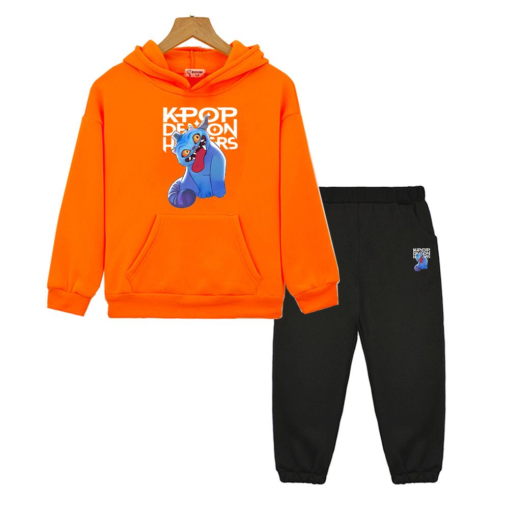 kids boutique clothes kpop demon hunters print hoodie Fleece Sweatshirt Jacket boys girls Hooded Spors Sets Autumn 2pcs pullover+Pants