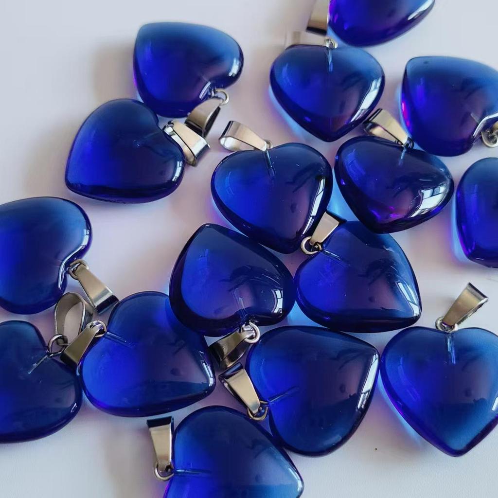 Heart-Shaped Natural Agate Pendant Necklace - 20mm Crystal Stone