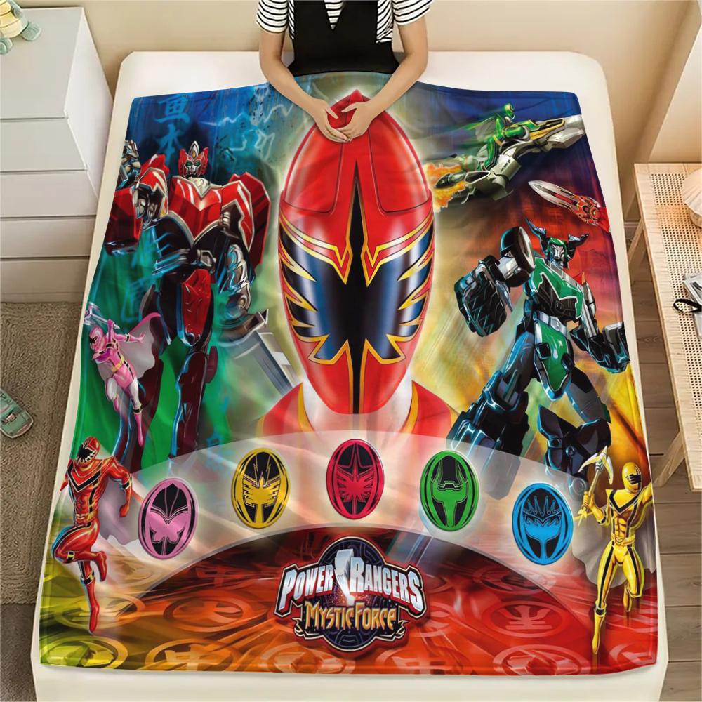 1 Stück Power Rangers Aufdruck Flanelldecke, Hohe Qualität, Bequem für alle Jahreszeiten, Heimdekoration, Wärme und Komfort, Perfekt für Geschenke