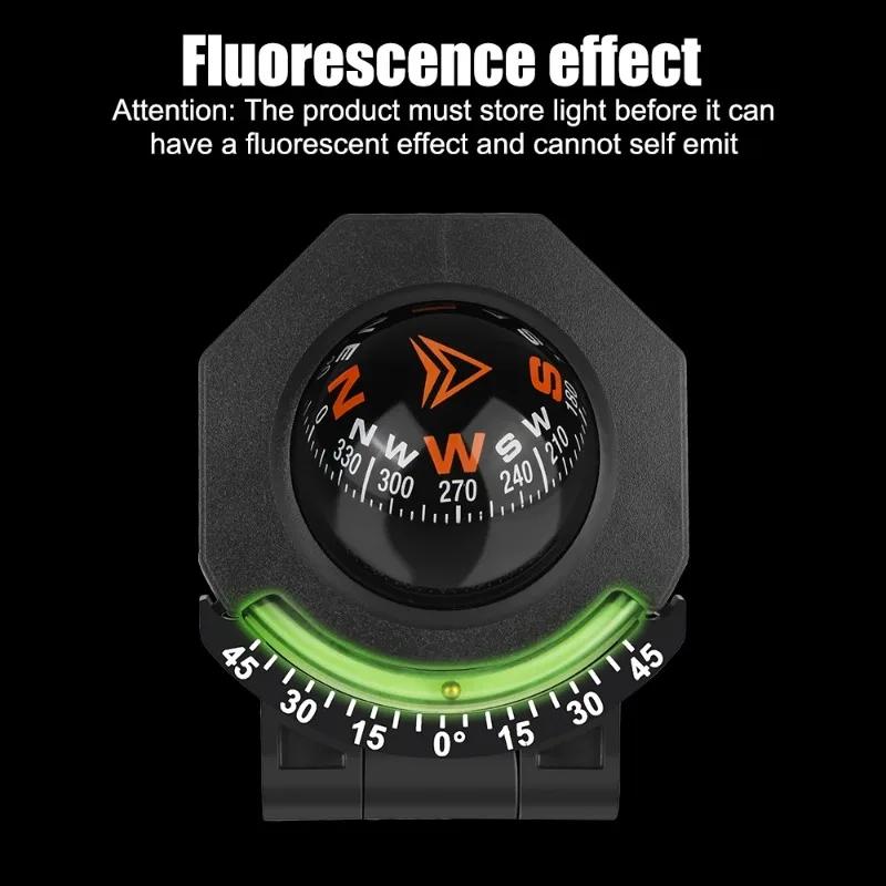 High Precision Car Mounted Compass Ball with Slope Meter, Car Dashboard Compass 2-in-1 Foldable Suitable for Vehicles and Ships