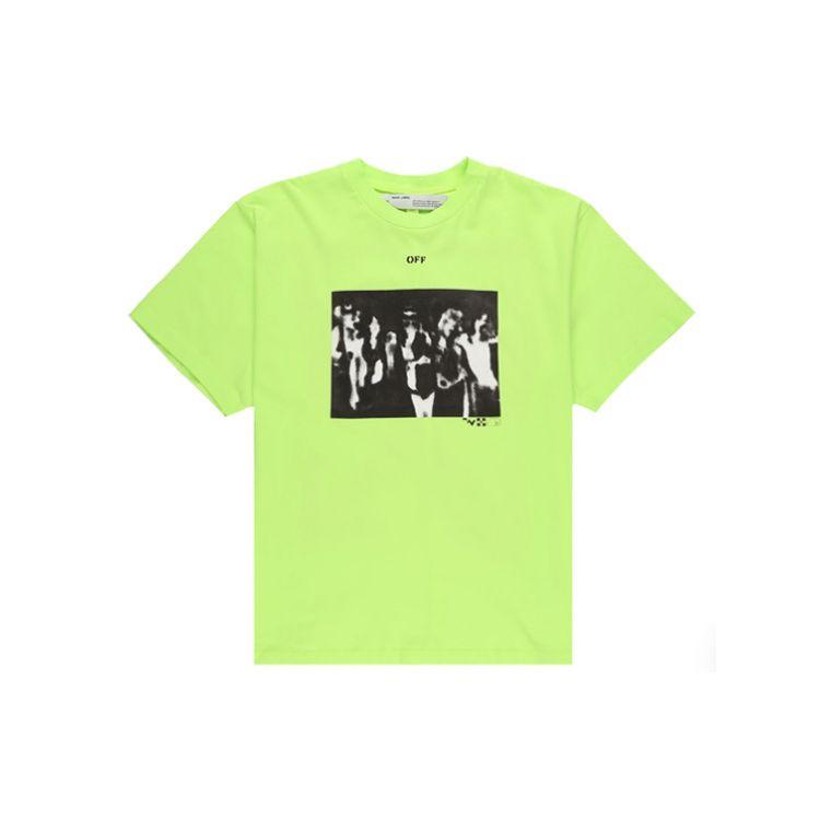 Off-White Spray Arrows Print Crew Neck Short Sleeve T-Shirt SS20 Men Tops Fluorescent-Green OMAA038R201850156210