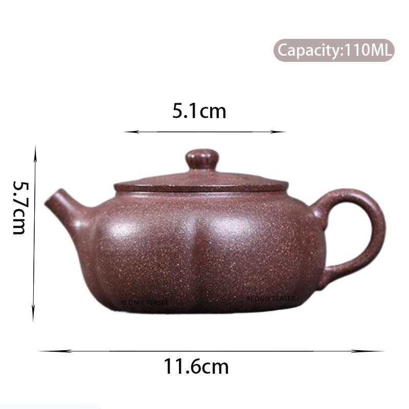 

110ml Yixing Purple Clay Teapot Small Capacity Handmade Pumpkin Shape Tea Pot Beauty Tea Infuser Zisha Kettle Chinese Teaware