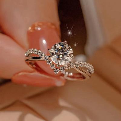 Passa il test del diamante D Colore 1 carato Moissanite Anello nuziale Anelli in oro bianco 18 carati di alta qualità Gioielli in argento sterling di moda