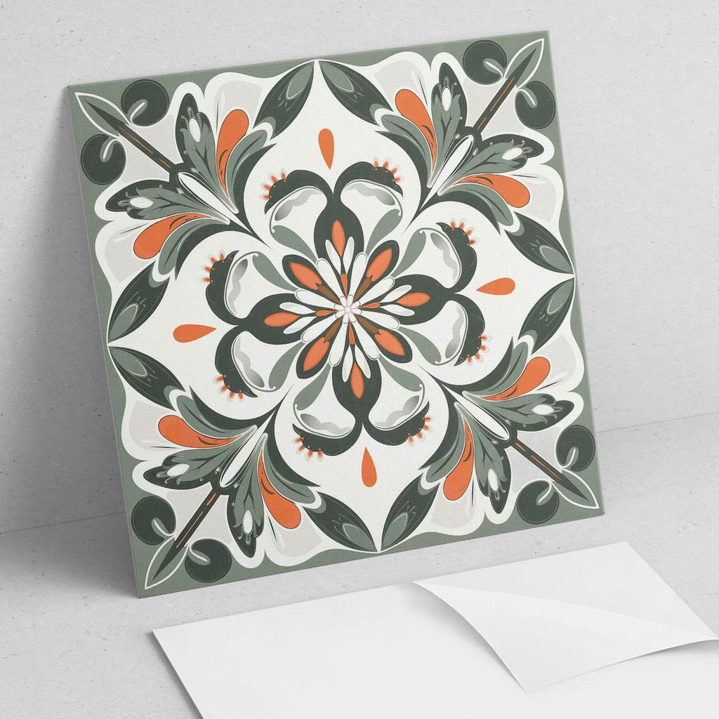 Zestaw Kafelków Winylowych Łatwy Montaż Kwiatowy Wzór Z Liśćmi 20X20X20 Cm