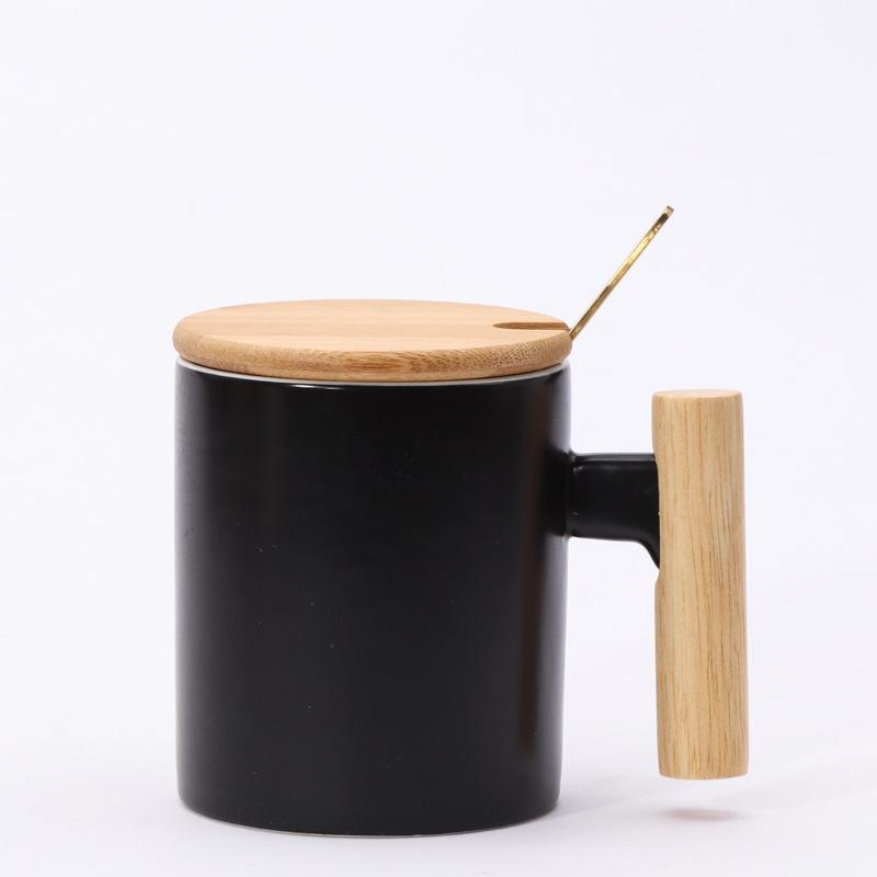 Simple International Wooden Handle Ceramic Mug Milk Coffee Tea Cup Event Gift