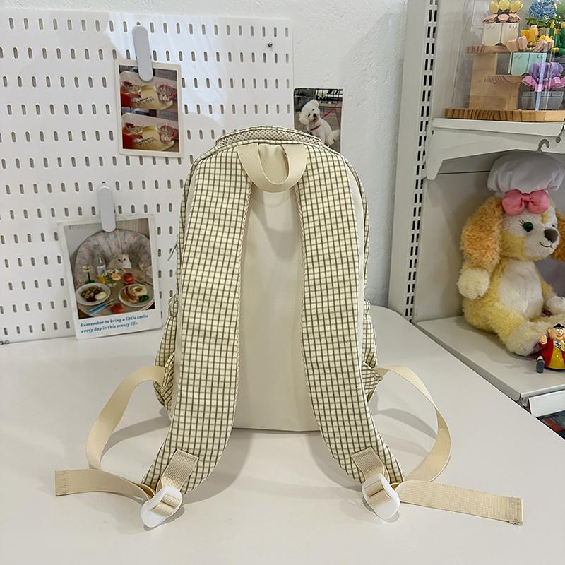 Plaid Print Student Schoolbag Women Campus Backpack