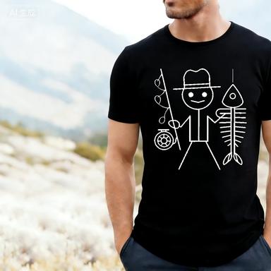 Summer Streetwear Adult Mens New Fun Fishing Print 100 Cotton Comfortable Shortsleeved Tshirt For Both Men And Women