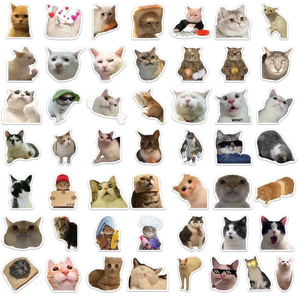 50Pcs Cute Meme Animal Cat Kitty Stickers Skateboard Guitar Suitcase Freezer Motorcycle Classic Toy Decal Funny Sticker Gifts