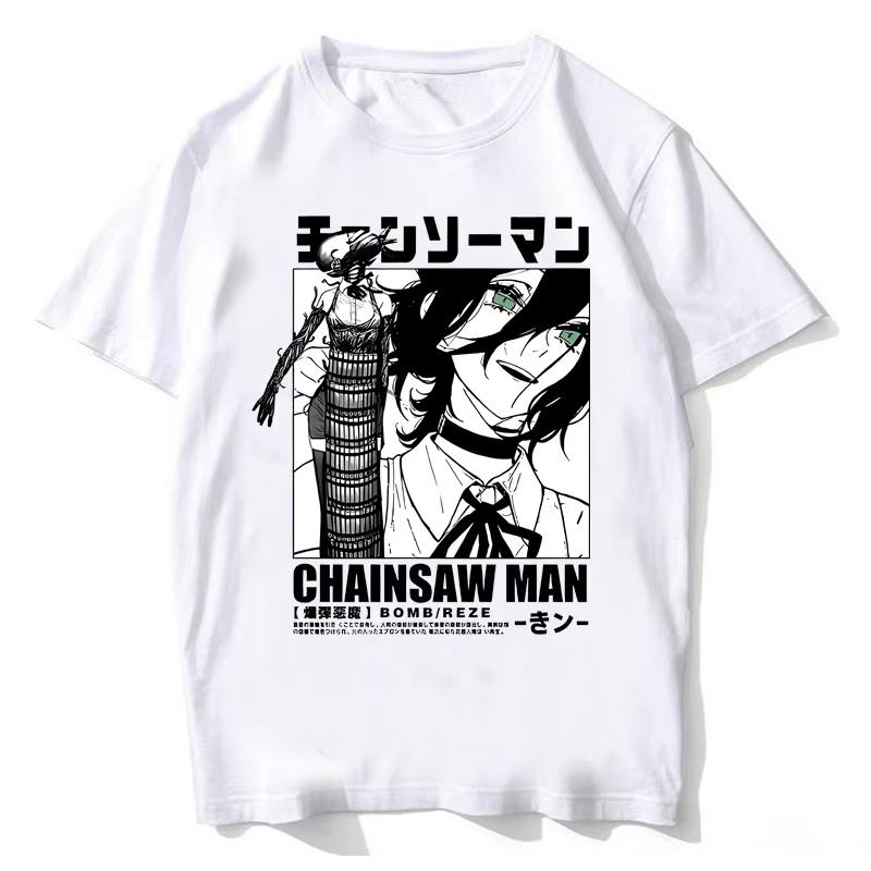 Chainsaw Man Reze Mitaka Asa Tee Anime High Quality Cotton Short Sleeved T-shirt Men Women Summer Casual Street