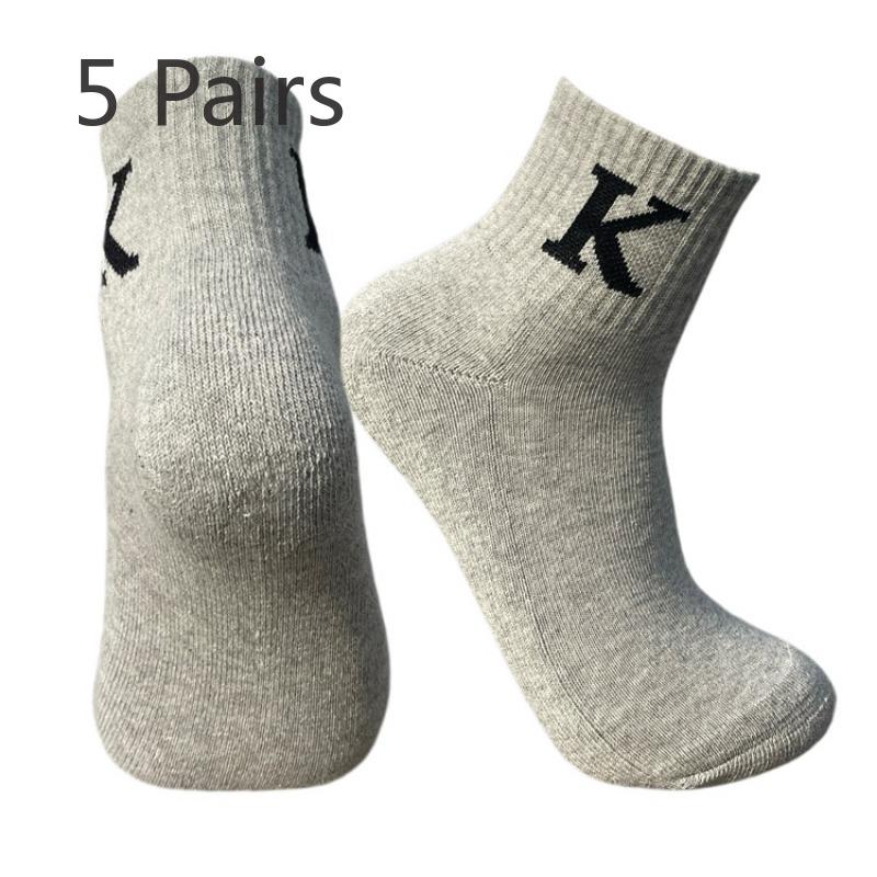 

5 пар спортивных носков, мужские модели, профессиональные беговые носки для осени и зимы, утолщенные, против запаха пота, короткие носки с надписью «Баскетбол» 5 pairs серый