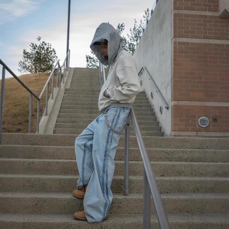 European and American Personalized Solid Color Block Retro Street Trend Zipper Hoodie