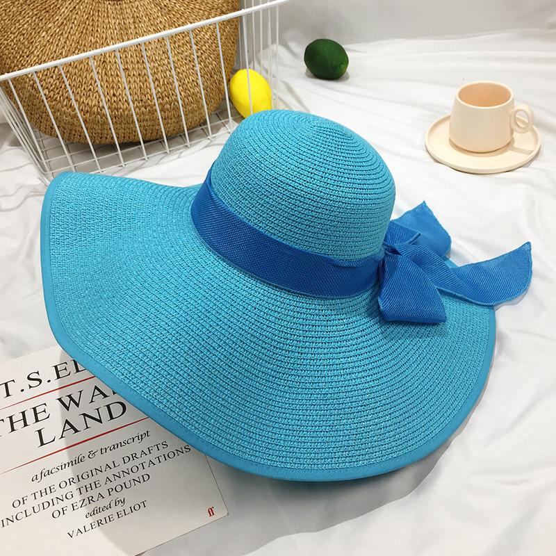 Yellow Beach Straw Hat Female Summer Beach Big Brim Sunscreen Sunshade Travel Versatility Big Brim Sandal Sun Summer