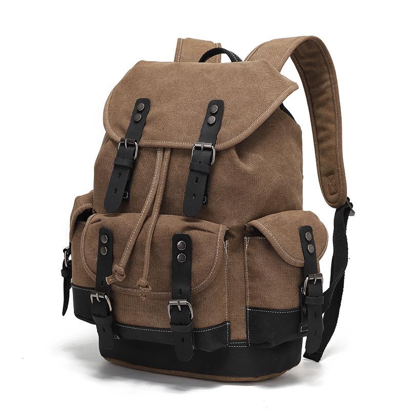 Unisex Waterproof Waxed Canvas Travel Backpack for Outdoor Sports and Laptops