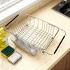  Kitchen Sink Dish Rack with Chopsticks Holder Stainless Steel Expandable Dish Drying Draining Basket 