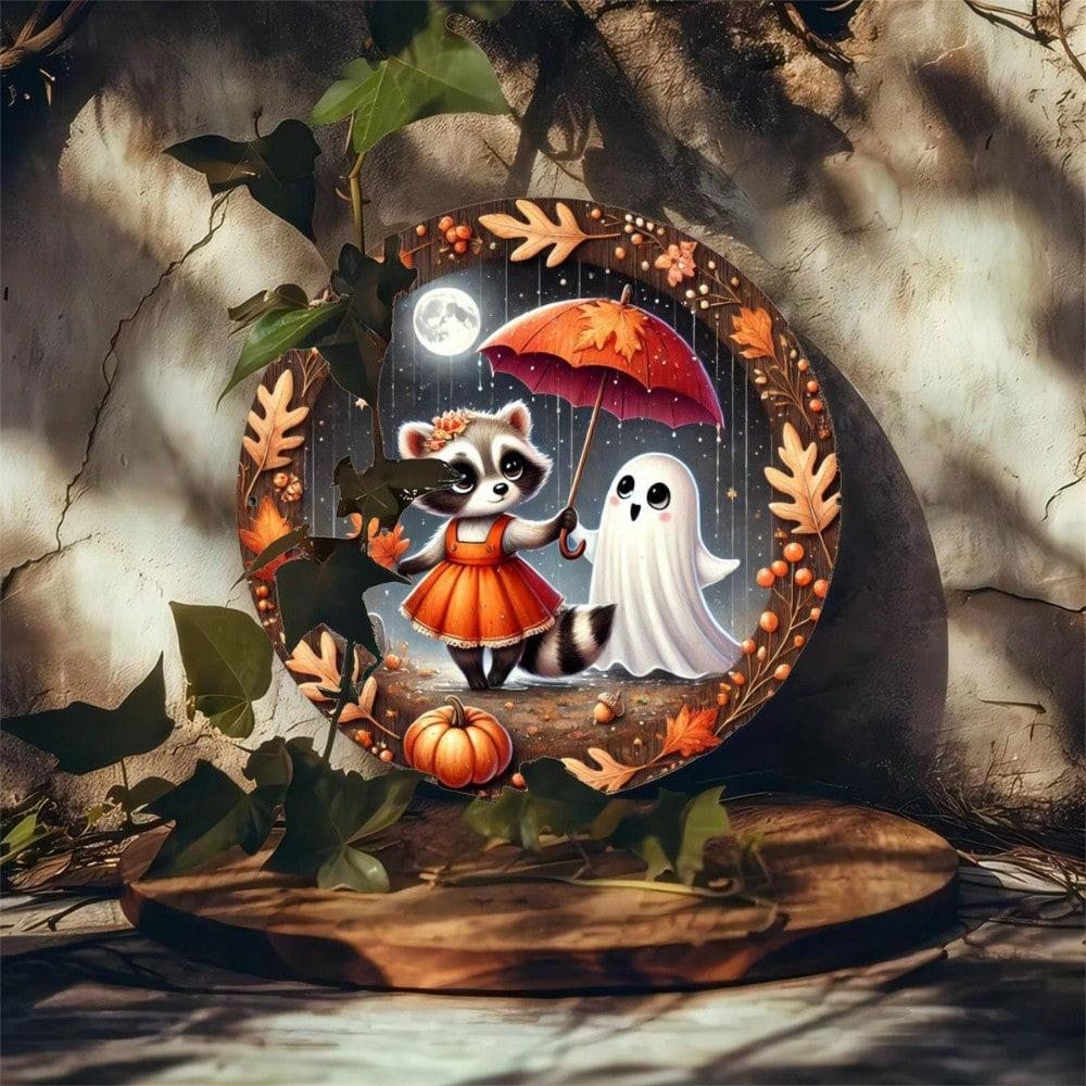 

Vintage Round Metal Sign Raccoon And Girl 8 Inch Retro Iron Art For Home Kitchen Wall Decor 20x20 разноцветный