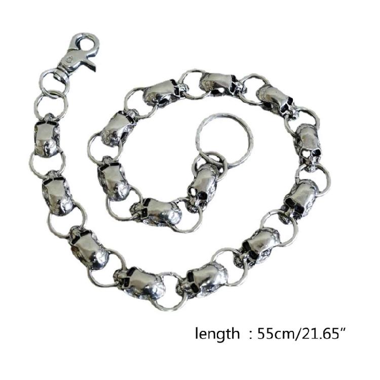 Catena Pesante Robusta per Portafoglio da Biker Catena con Teschio Punk Portachiavi Metallico Catena con Moschettone