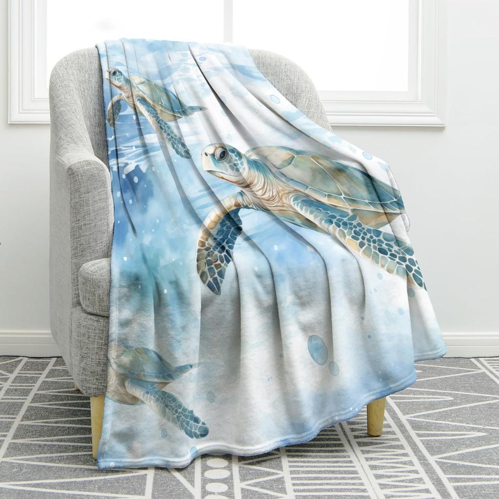 Turtle Series digital-printed polyester Bedroom velvet flannel cover blanket Fleece soft sofa cover blankets for beds