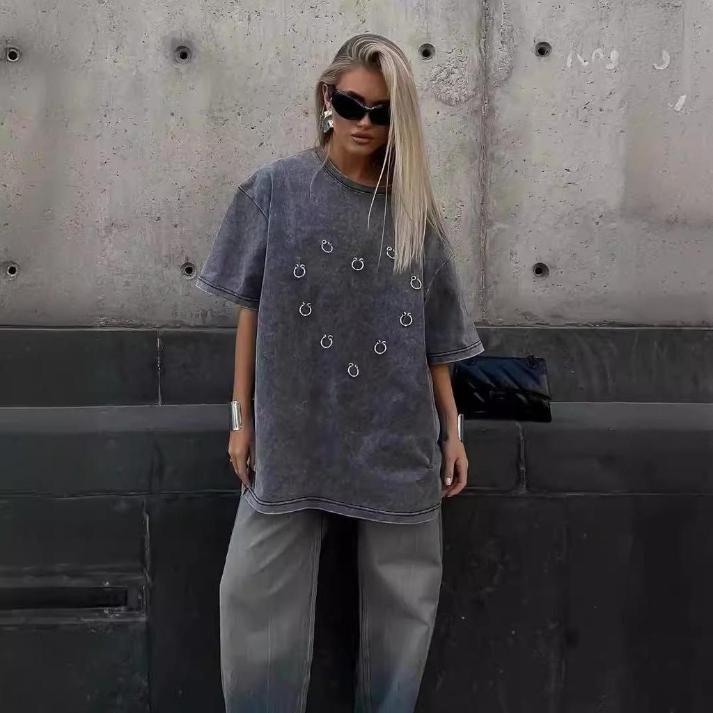 100% Pure Cotton Retro Distressed Minimalist Print Short Sleeve T-Shirt