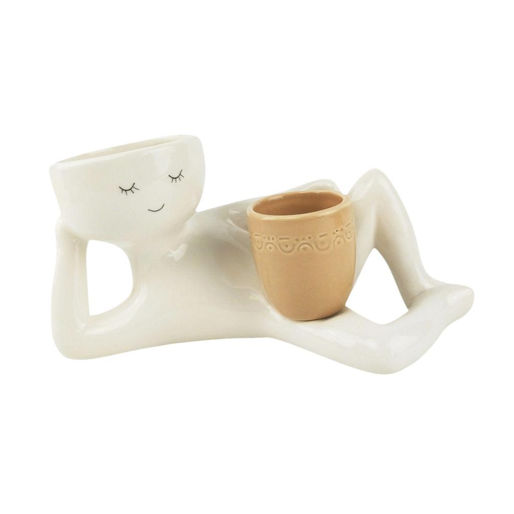 Side Lying Figure Planter Desktop Ornament for Small Plants Resin Plant Pot for Indoor/Outdoor Entrance Yard Balcony Living Room