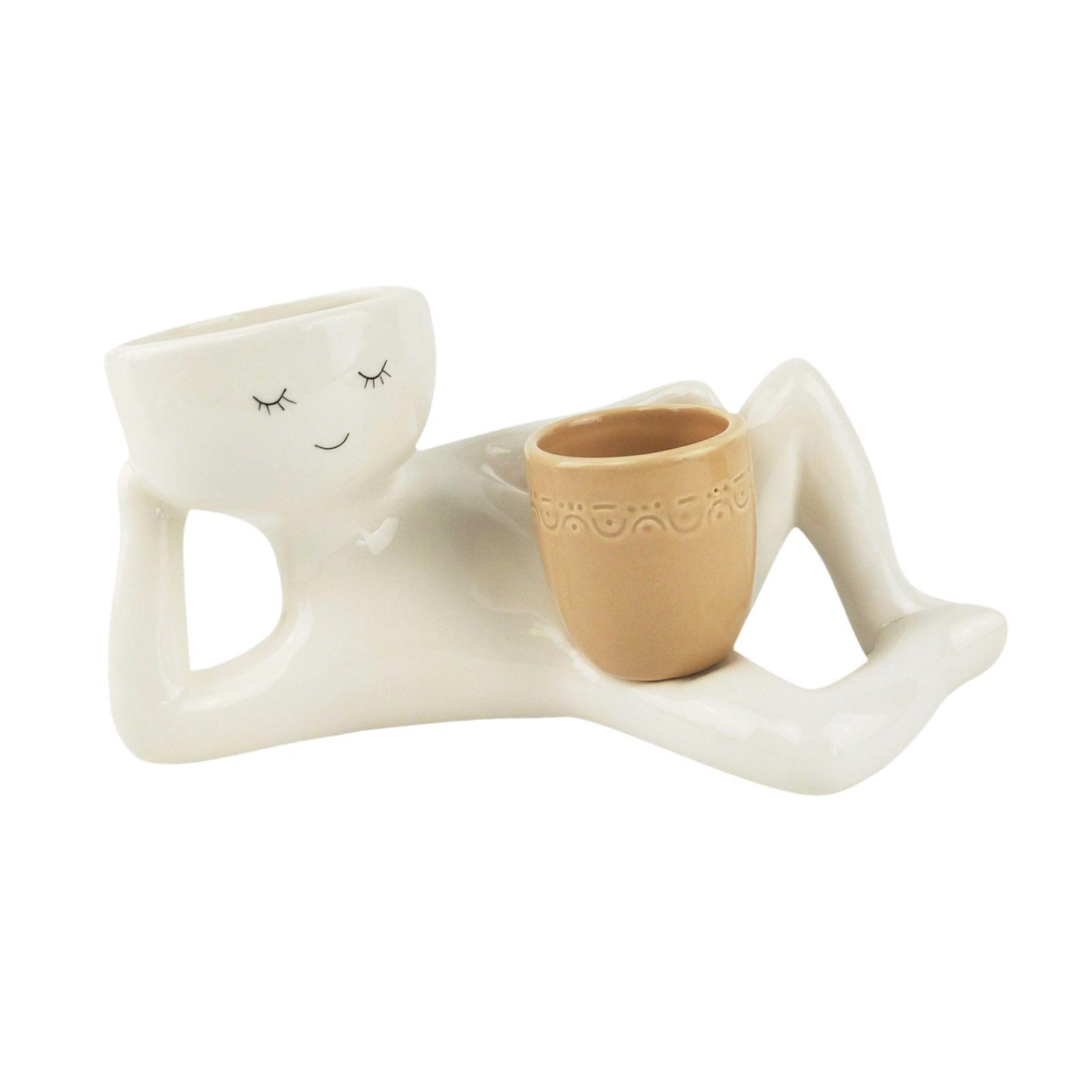 

Side Lying Figure Planter Art Crafts Housewarming Gift Creative Flowerpot for Entrance Living Room Bedroom Patio Indoor/Outdoor