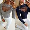 Frauen Sexy Engen Spitze Leckage Strick Pullover