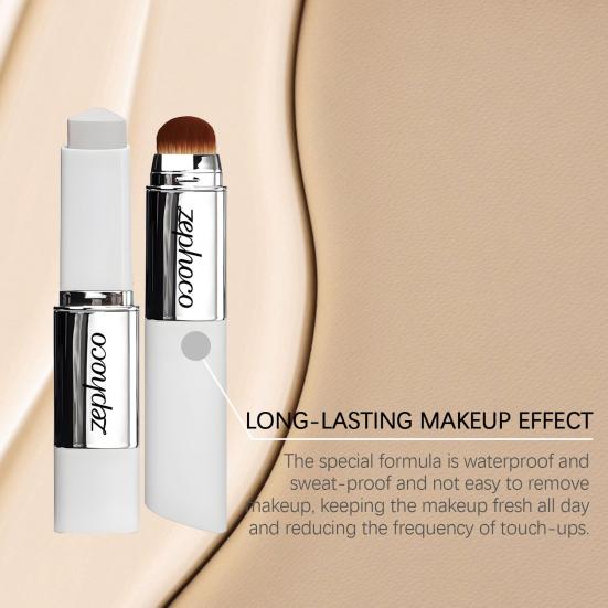 13G Color Changing Foundations Stick Double Head Foundations Stick with Brush Lightweight Hydrating Full Coverage Concealer Cream Stick