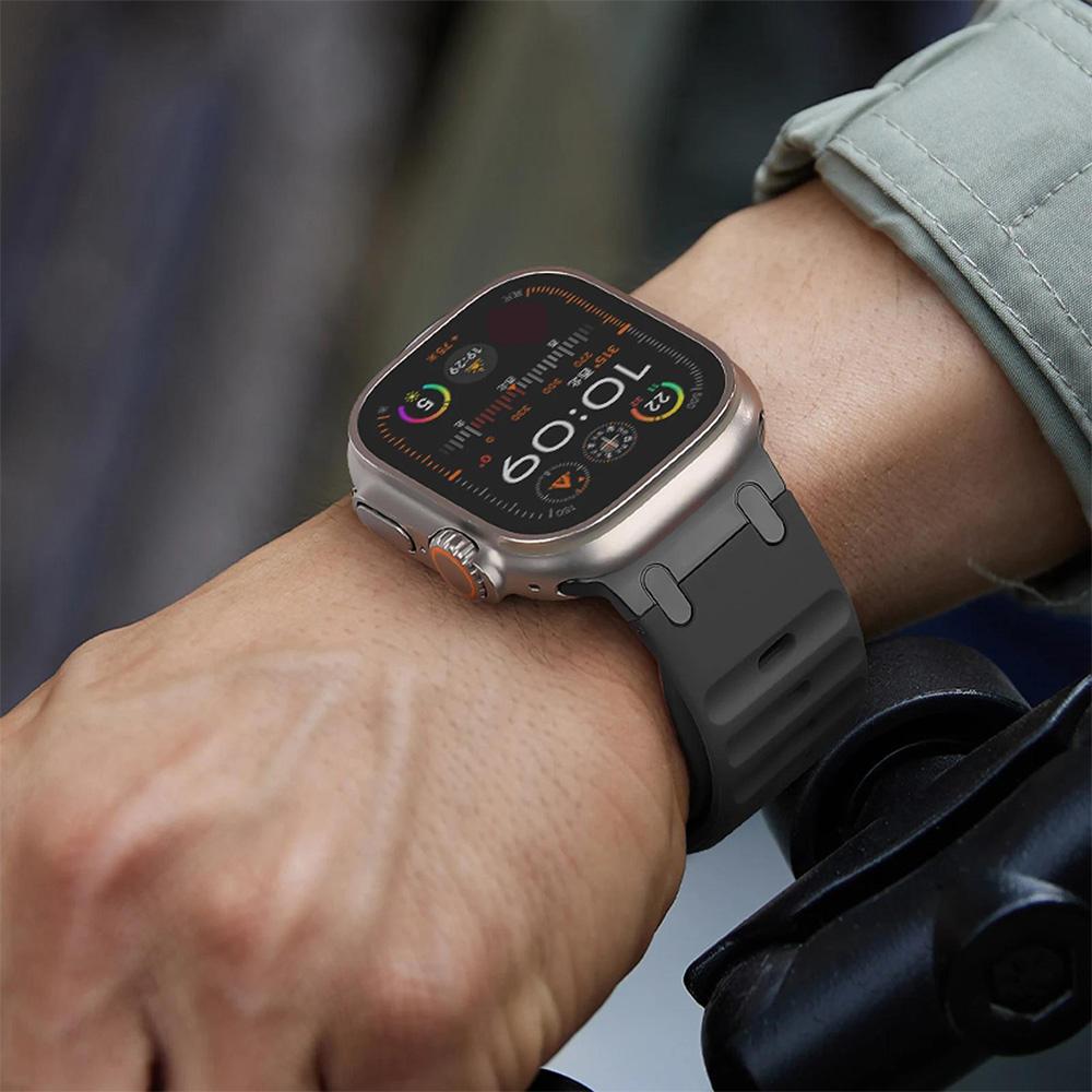 Sport Silicone Strap for Apple Watch Bands Ultra 4 3 49mm 44mm 45mm 46mm Metal Correas Bracelet iWatch Series 12 11 9 8 SE 10 7 3