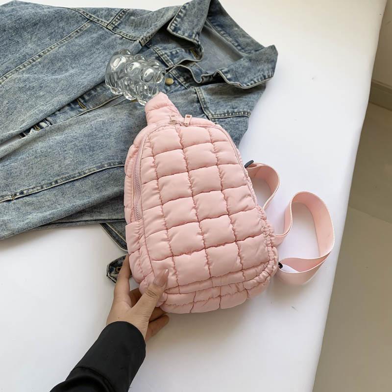 White Plaid Puff Shoulder Bag - Trendy, Versatile, and Cute for 2026