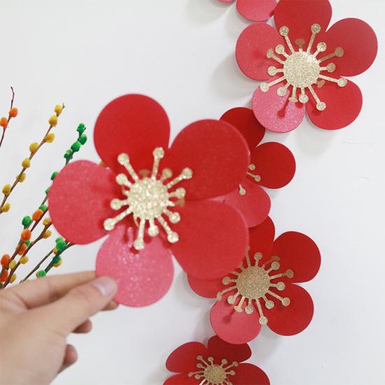 1Set Paper Flowers DIY Artificial Red Floral Wall Art Paper Flower Decoration for Wedding