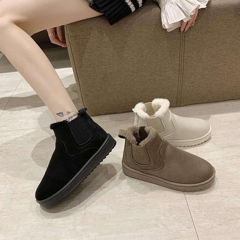 Snow boots women's new thickened and velvet cross-border large size winter fashion warm one-pedal short boots cotton shoes women