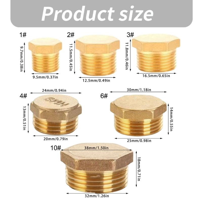 Male Thread Brass Pipe Hexagonal Head End Caps Plug Fitting Coupler Connector Adapters Pipe Plumbing Fitting Adapters