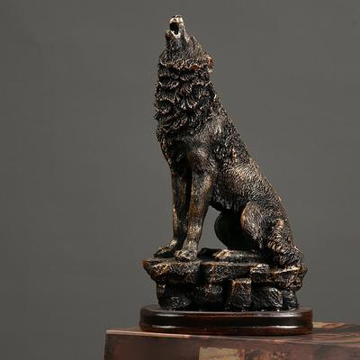 Figurina di Lupo in Poliresina, Collezione Decorativa da Tavolo Artigianato Statua di Animale Scultura in Resina per