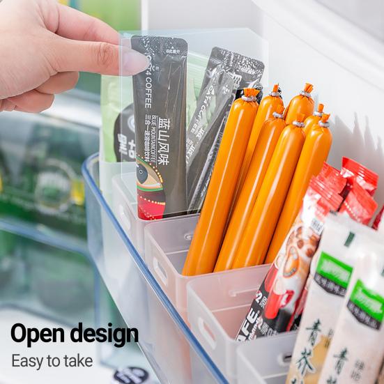 2Pcs Refrigerator Storage Box Transparent Buckle Design PP Fridge Side Door Food Holder for Kitchen