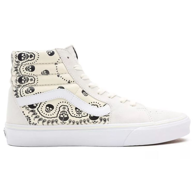 Vans Sk8 Canvas Lebka Paisley Vysoké Skate Boty Unisex Tenisky Bílé VN0A32QG42S
