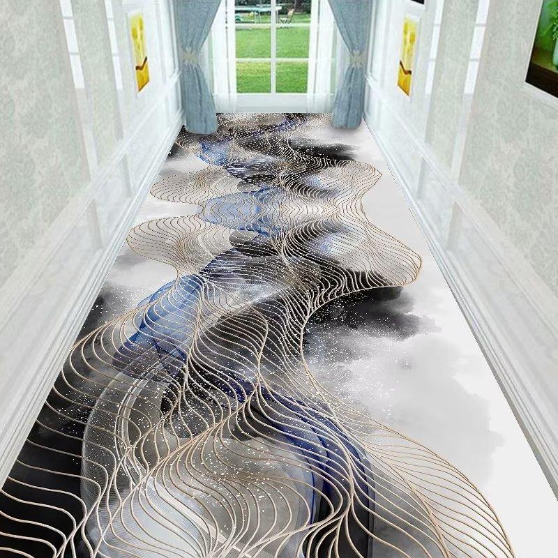 Modern Fashion Household Long Corridor Carpet Runner Home Decoration Hotel Hallway Rug Washable Villa Stairway Mats Customizable