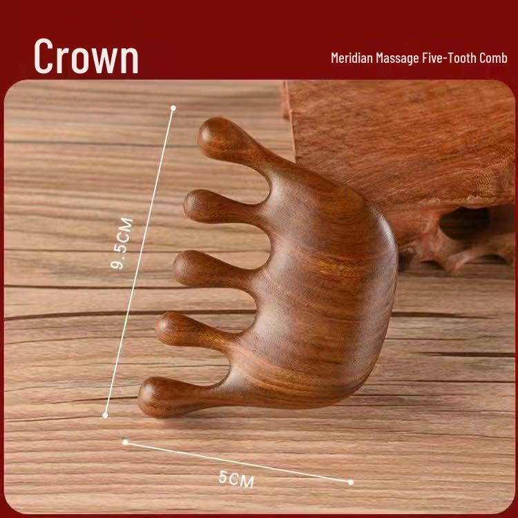 Gold Sandalwood Double-Sided Carved Massage Comb