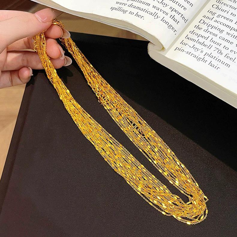 Trendy Geometric Gold Bar Chain Necklace with M Buckle - Simple, Versatile Design