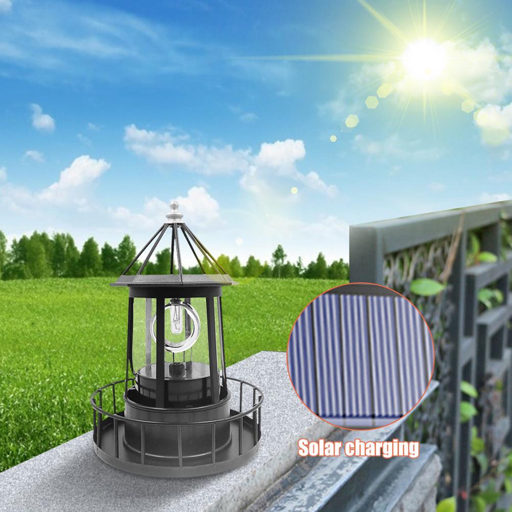 LED Solarleuchtturm Solarbake Turm Drehendes Licht Europäischer Stil Outdoor Dekoration Ornament
