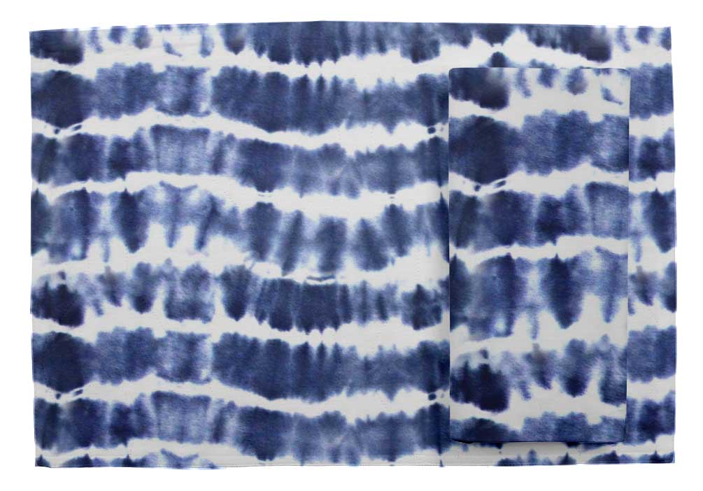 S4Sassy Blue Wave Shibori Washable Placemats & Napkins Table Decor Dining