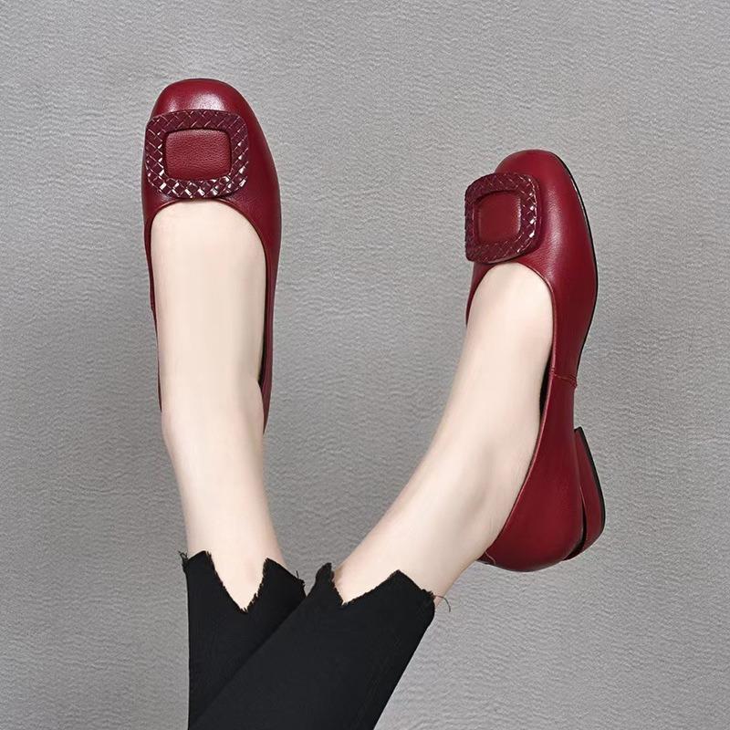 

Мягкие кожаные туфли для женщин из говяжьих сухожилий с мягкой подошвой, весенние и осенние женские кожаные туфли для мам среднего возраста на лето 41 красный