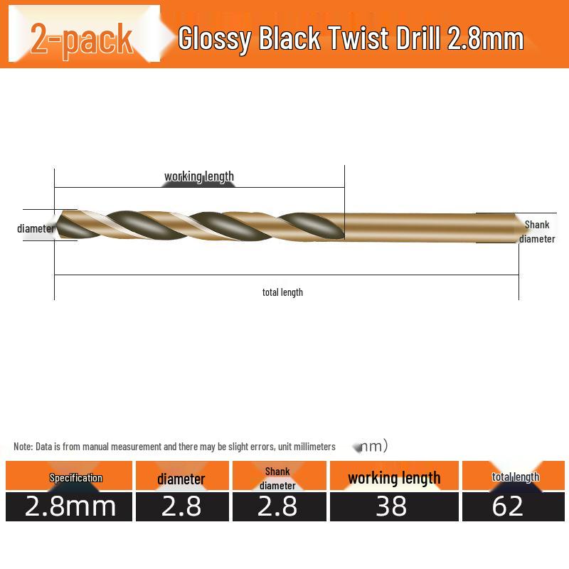 High-Speed Steel Straight Shank Twist Drill Bit, Black and Yellow, Fully Ground