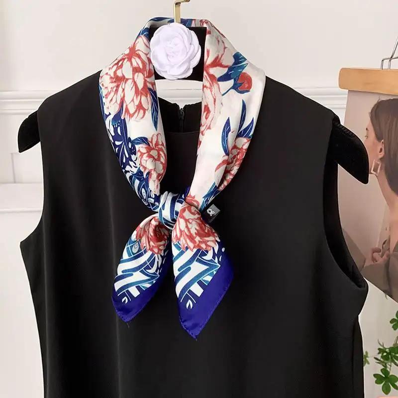 Retro 70*70 Square Scarf Colorful Silk Scarf Women Neck Scarf All-match Shawl Fashion Trendy Headscarf Women's Accessories Gifts