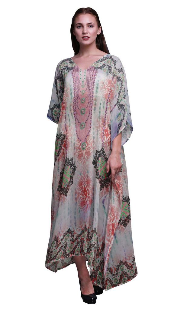 Phagun Tie & Dye Shibori Ladies Plus Size Kaftan Summer Wear Beach Coverup Kimono