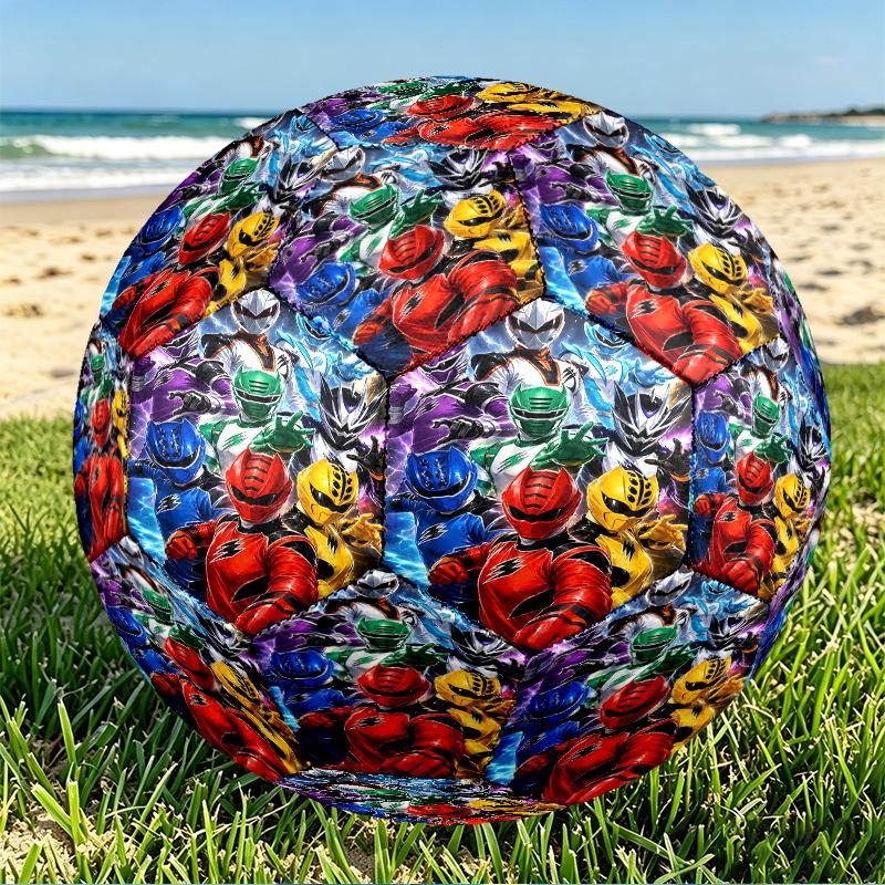 Mighty Morphin Power Rangers Print Size 5 Soccer Ball, PU Wear Resistant Football for Match Training and Daily Practice, Birthday Gift for Soccer Fans